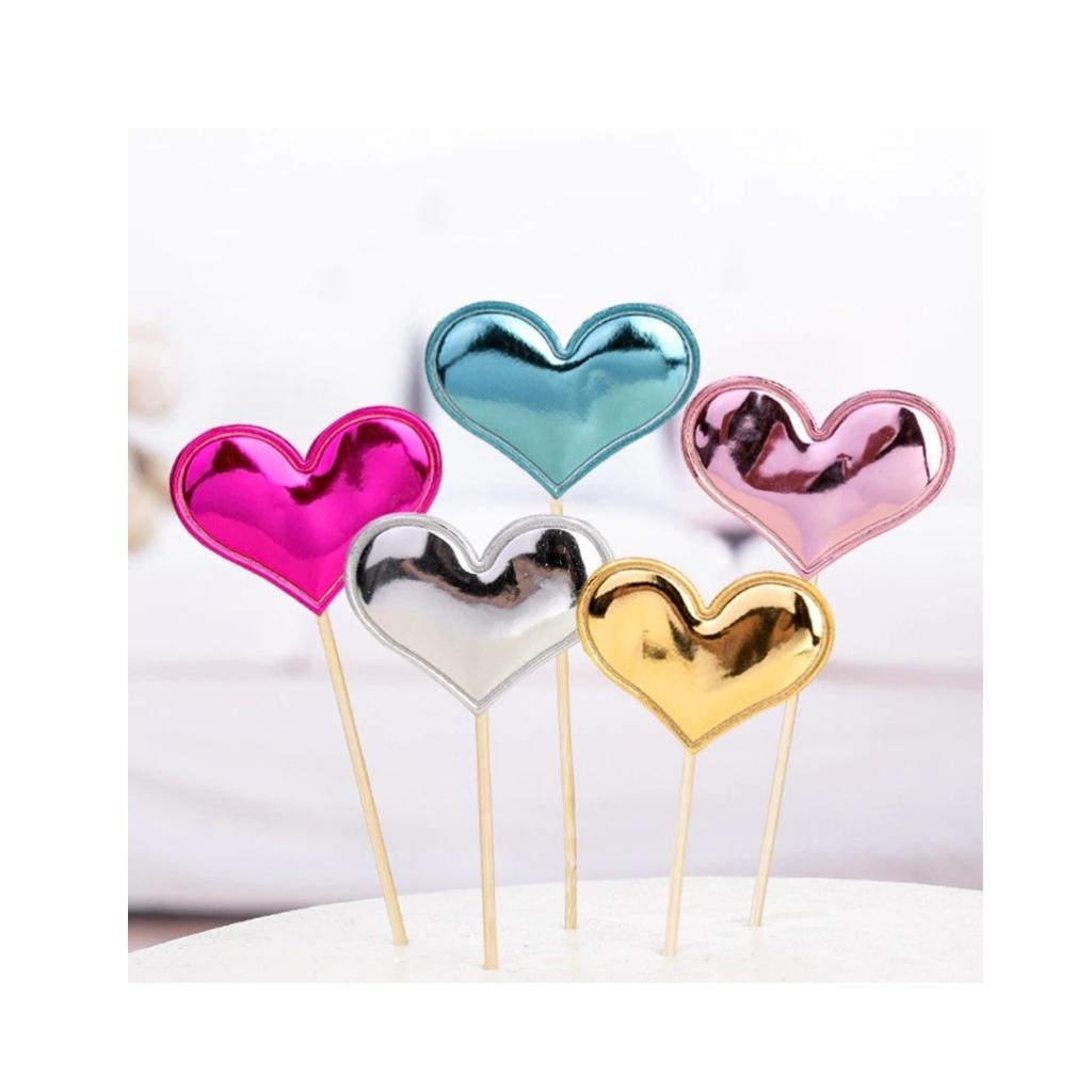 Que Cắm Tre, Topper  Hình Sao, Vương Miện, Tim Trang Trí Bánh