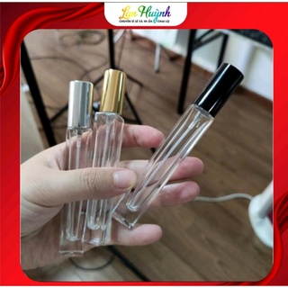 2 LỌ CHIẾT NƯỚC HOA 10ML HÌNH VUÔNG DÀI NẮP VÀNG ,CHAI NƯỚC HOA RỖNG