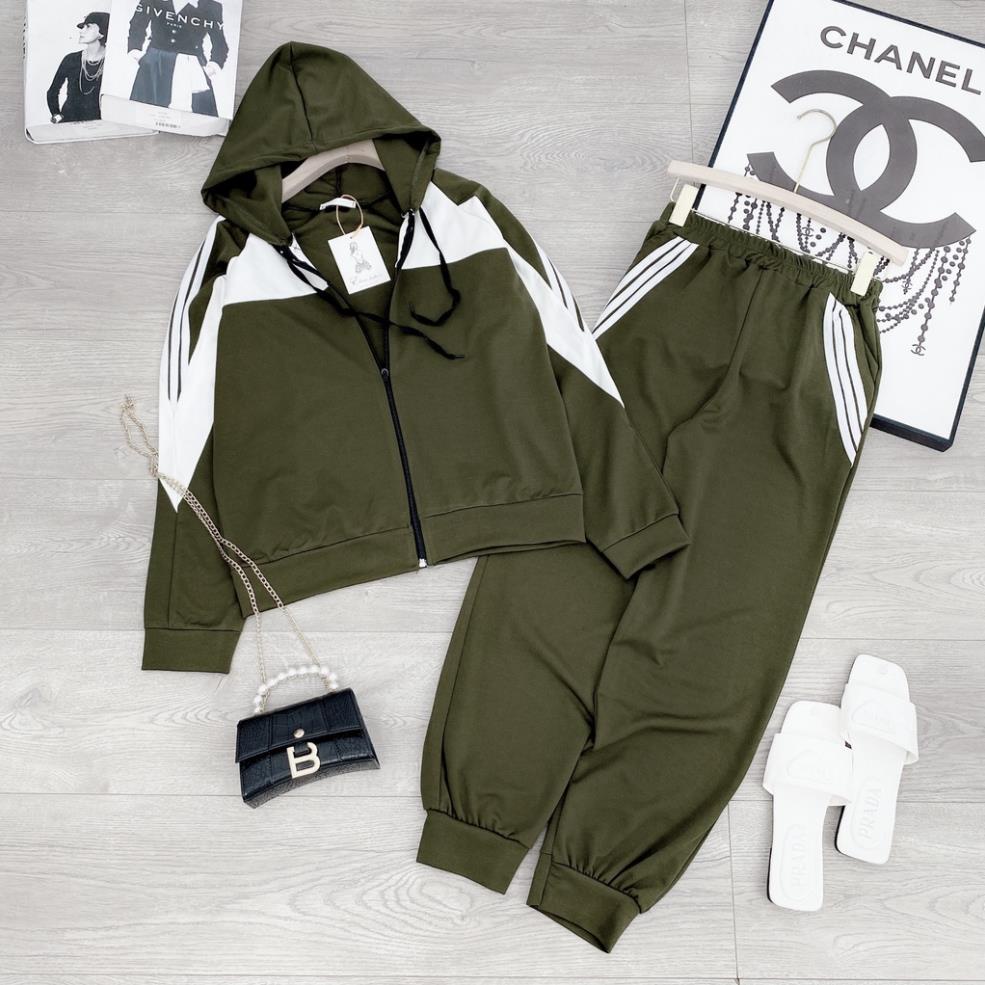 [ 𝐅𝐑𝐄𝐄 𝐒𝐇𝐈𝐏 ] SÉT BỘ THỂ THAO KHÓA MŨ PHỐI MÀU 3 SỌC XANH ĐEN