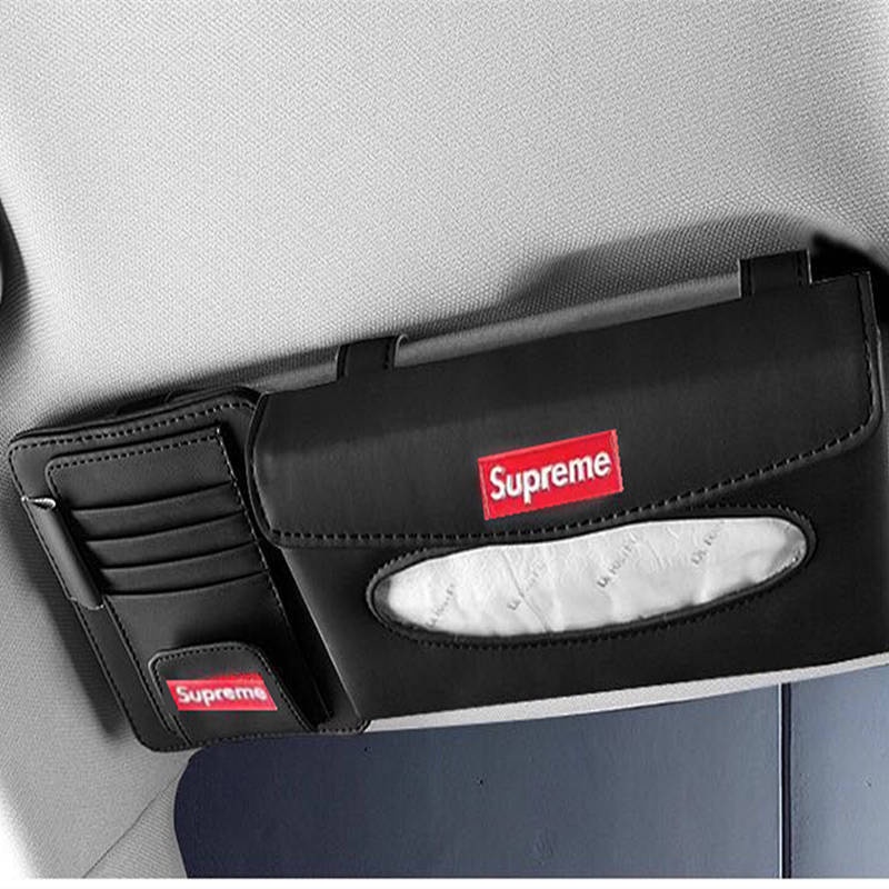 Fashion Brand Supreme Car Tissue Box Car Sunshade Hanging Car Tissue Box Meal Men's and Women's Paper Weight Box Cover sWua