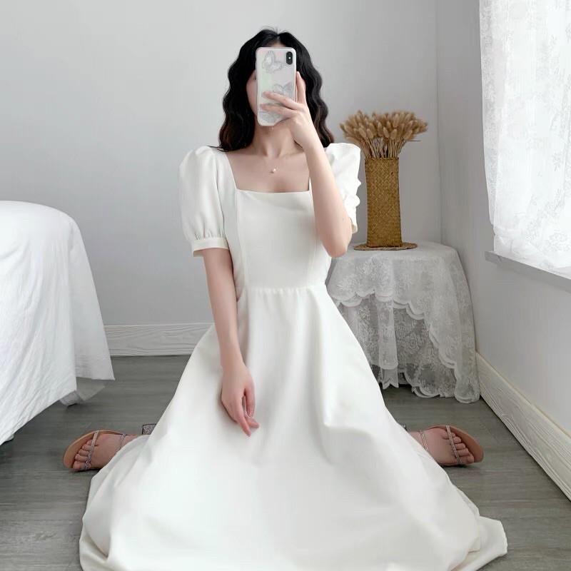 Váy Tay Bồng Tiểu Thư Vintage Phong Cách Retro (VIDEO, ẢNH THẬT)