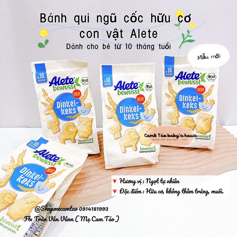 (Hàngair) Bánh qui ngũ cốc hữu cơ hình con vật Alete ăn dặm cho bé - 125g