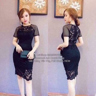 Đầm body phối lưới tay con kèm ảnh chụp thực tế mẫu
