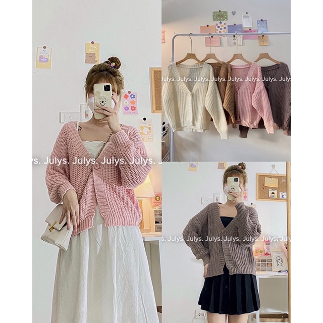 Áo cardigan len form ngắn 1 cúc (ảnh thật shop chụp kèm video)