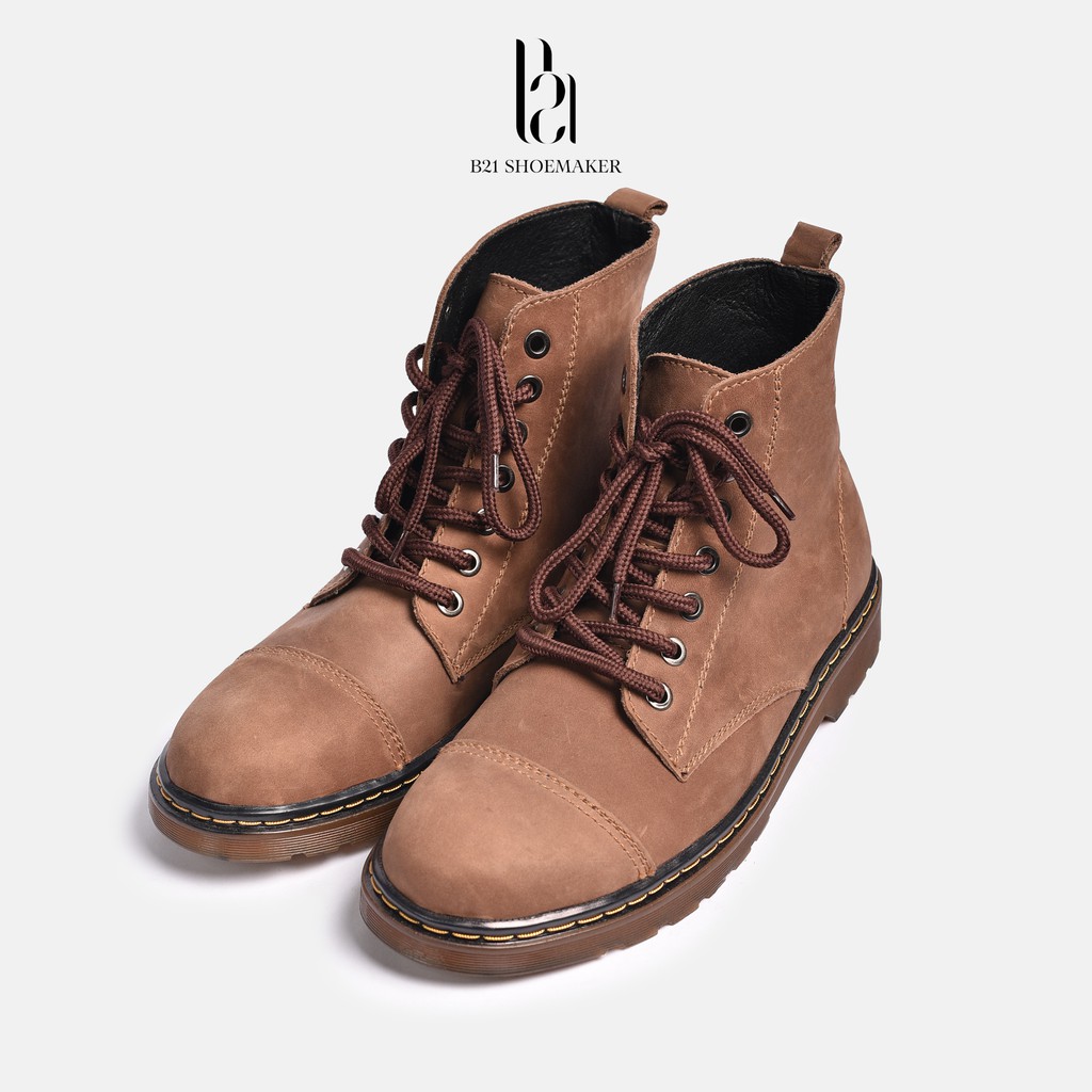 Giày Bốt Cổ Cao Da Bò Cao Cấp Đế Tăng Chiều Cao Giày Nam Công Sở Phong Cách Vintage Trẻ Trung Full Box - B21 Shoemaker