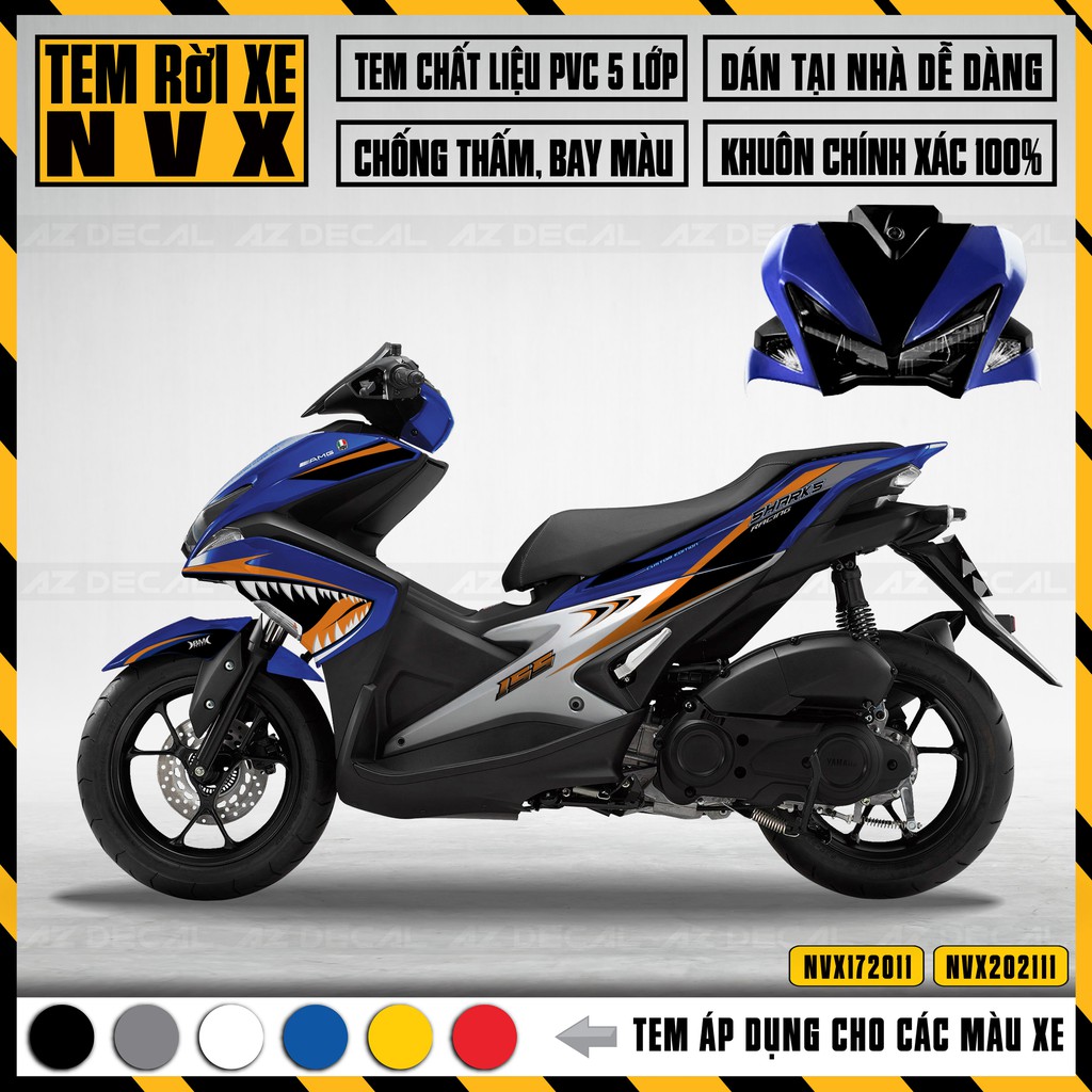 Tem Cá Mập Xe NVX 2017 - 2021 Chọn Màu | NVX11 | Tem Rời NVX Chất Liệu Decal Cao Cấp Dán Xe 155 V1/V2