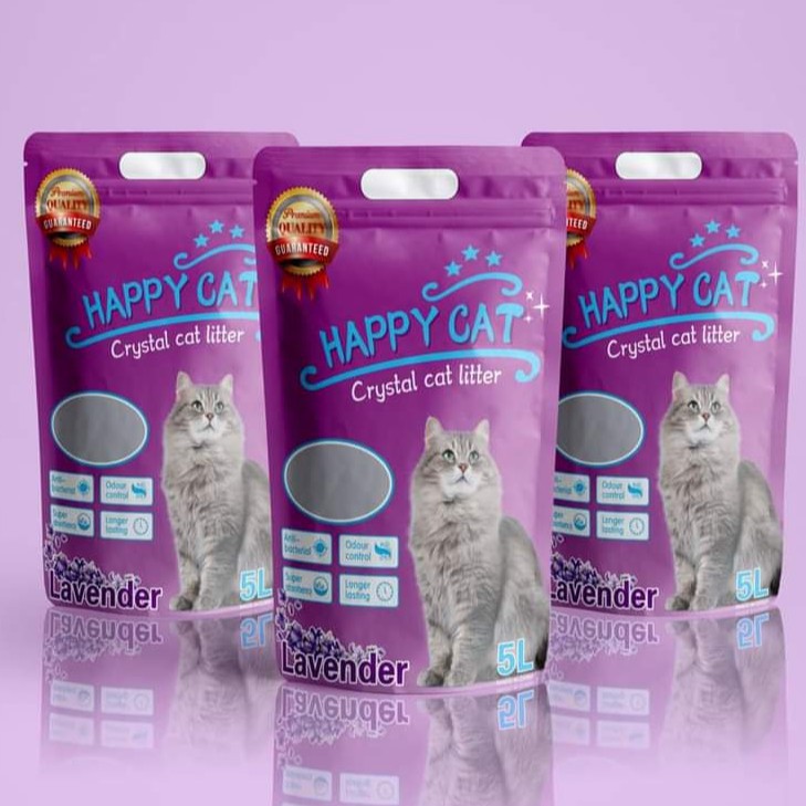 CÁT THUỶ TINH HAPPY CAT TÚI 5L KHỬ MÙI CHO MÈO