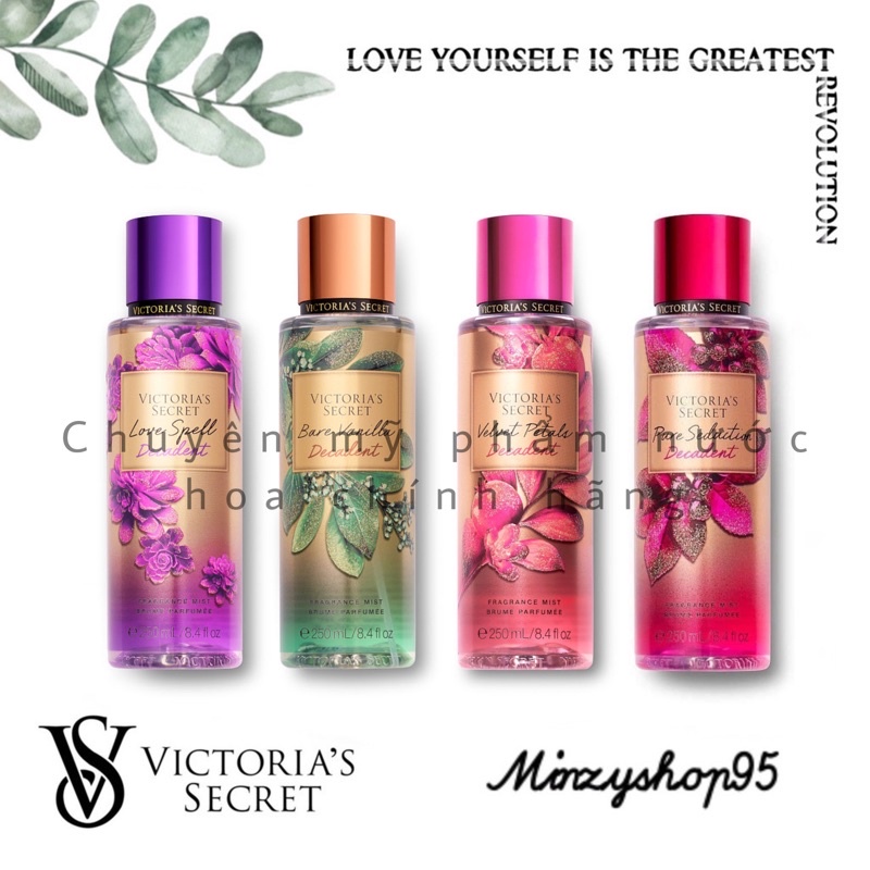 [𝗦𝗔𝗟𝗘]..::✨ Xịt Thơm Toàn Thân Victoria’s Secret Body Mist - Love Spell  Bare Vanilla  Velvet Petals Decadent ✨::..