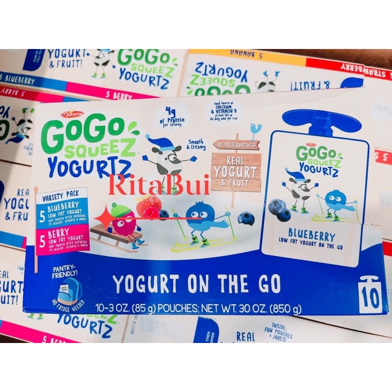 Sữa chua Gogo squeez Set 10 gói Date mới 08/2023🇺🇸✈️