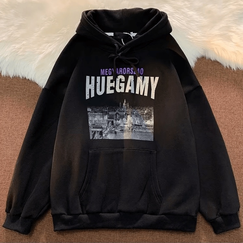 Áo hoodie Dáng Rộng In Chữ Phong Cách Nhật Bản Thời Trang Cho Nam