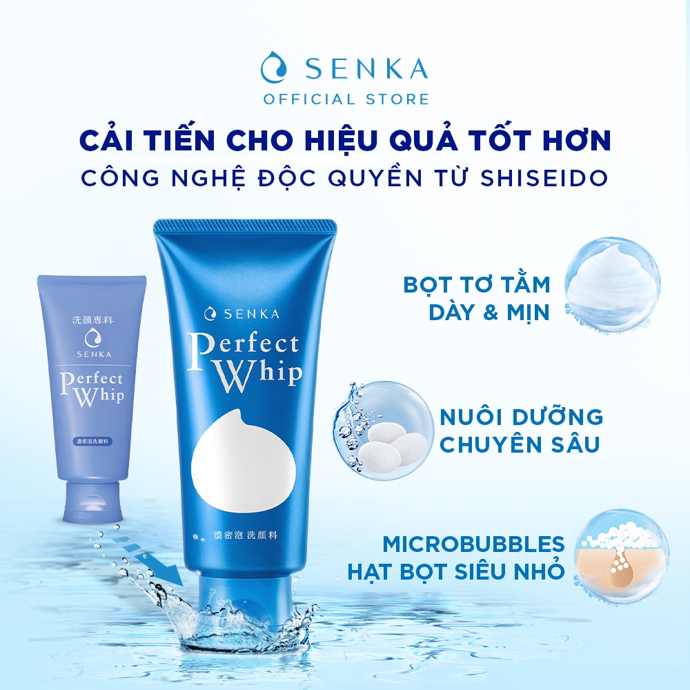 Sữa rửa mặt tạo bọt chiết xuất tơ tằm trắng Senka Perfect Whip 120g