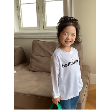 Áo thun trắng tay dài in chữ cho bé A881