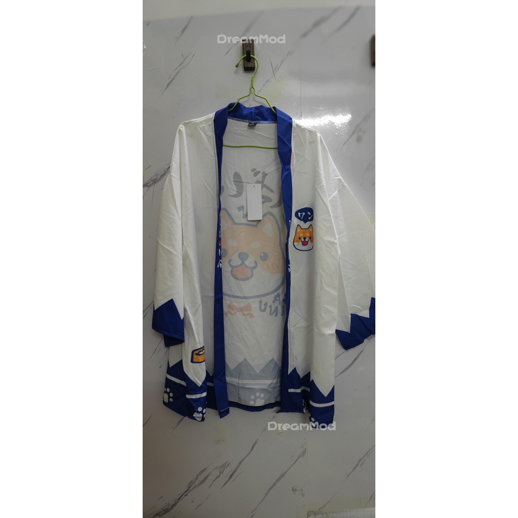 Áo khoác kimono ngắn tay in hình chú cún Shiba anime đáng yêu