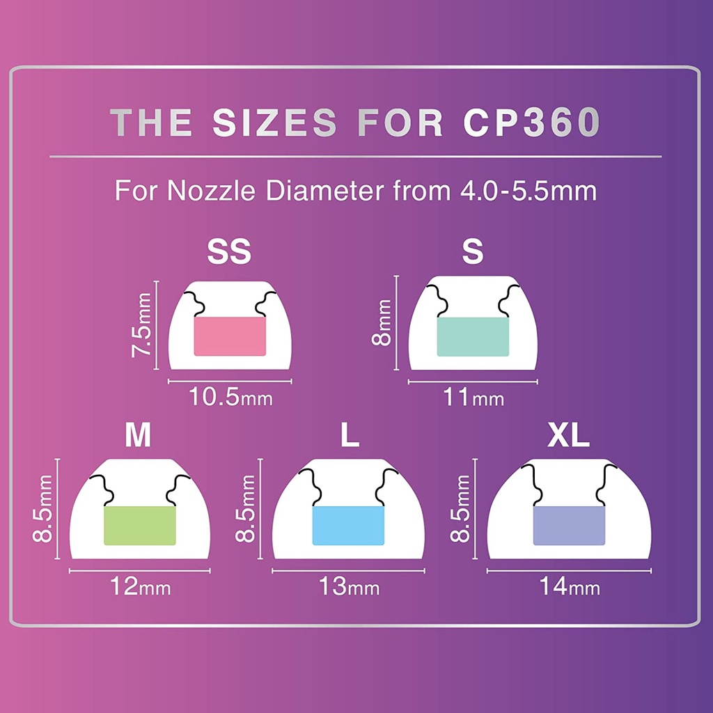 Nút bọc đầu tai nghe Spinfit CP360 bằng silicon chất lượng cao dành cho tai nghe nhét tai không dây