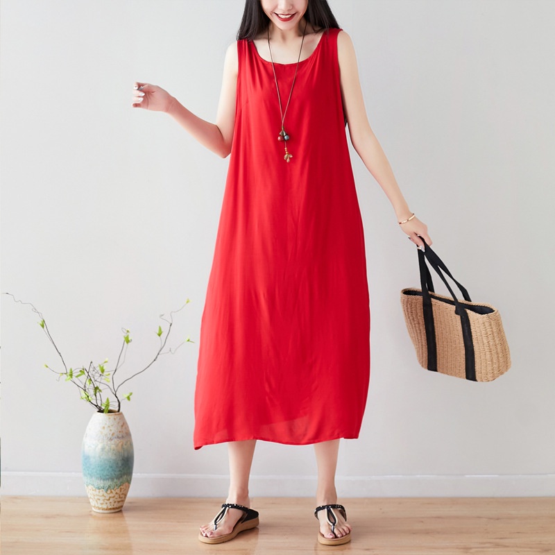 {Hàng sẵn} Đầm linen dáng suông vải mềm mát, đầm ulizzang đi biển