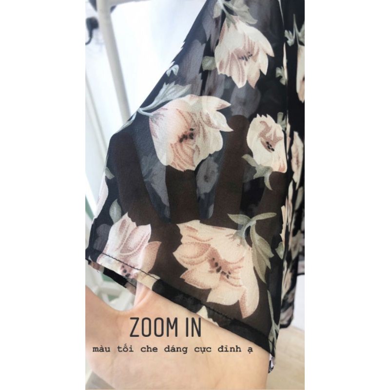 Kimono Ngắn Họa Tiết Đen Hoa To | BigBuy360 - bigbuy360.vn