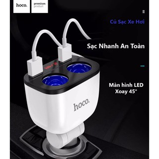 Bộ chia tẩu sạc oto 2 cổng usb hoco z28 - củ sạc điện thoại trên xe hơi - hàng chính hãng