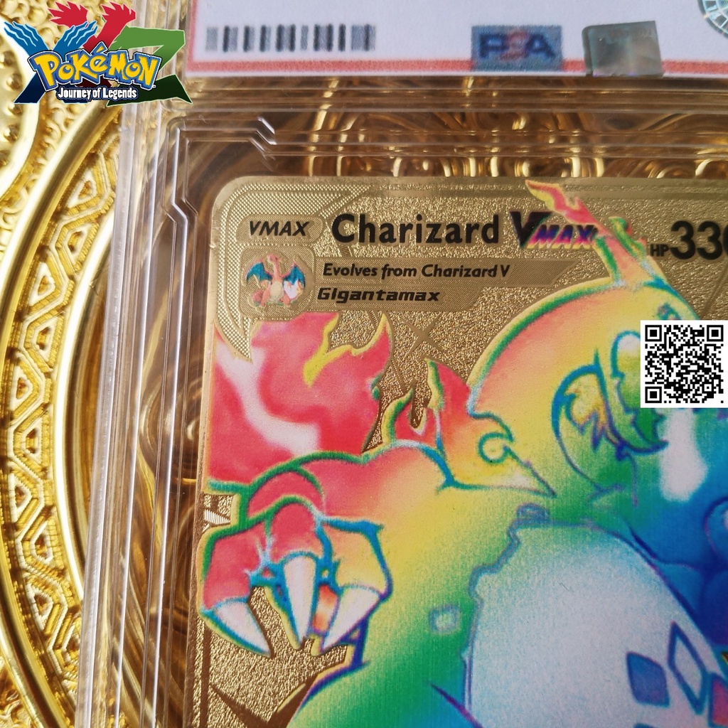 Thẻ bài Charizard Siêu cấp tiến hoá Vmax hợp kim Pokemon mạ vàng không gỉ chữ in nỗi 1834