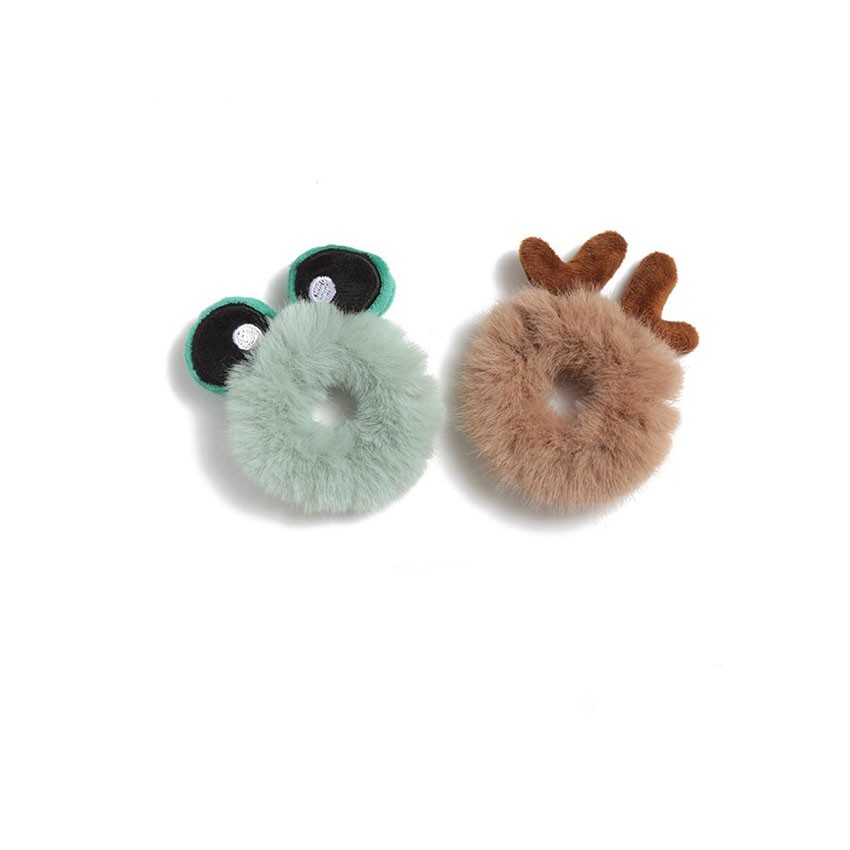 Dây buộc tóc độ co giãn cao phối vải lông kiểu hình động vật dễ thương dành cho bạn gái