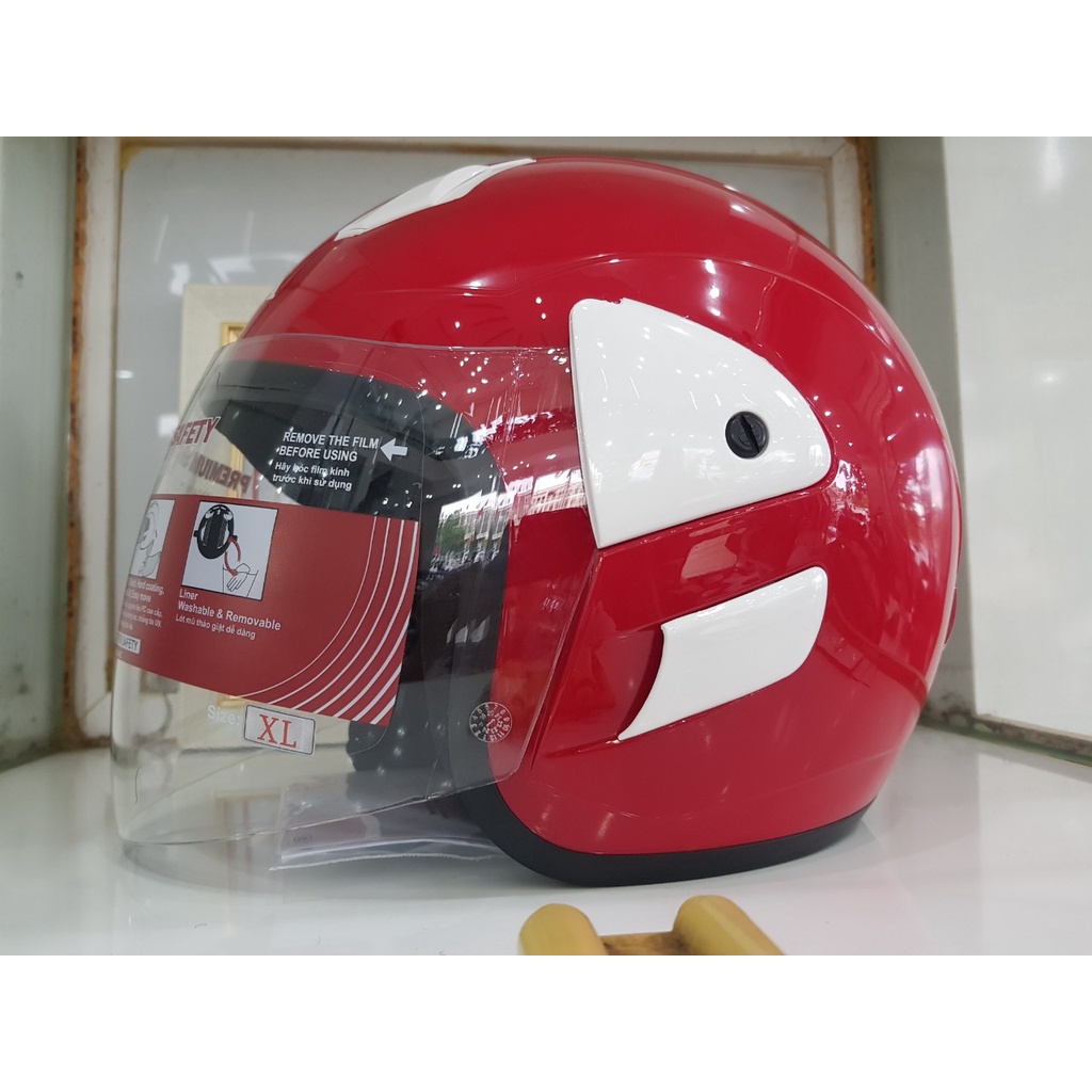 Chính hãng - Mũ bảo hiểm Honda JET - VO cao cấp - Loại 3/4 đầu, có kính, sơn bóng, màu đỏ, size XL