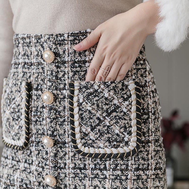 Chân Váy Dạ Tweed Chữ A Nắp Túi | BigBuy360 - bigbuy360.vn