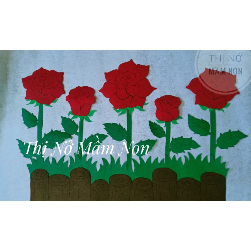 Hoa hồng trang trí tường mầm non, có thể làm thành góc bé đến lớp hoặc bảng bé ngoan