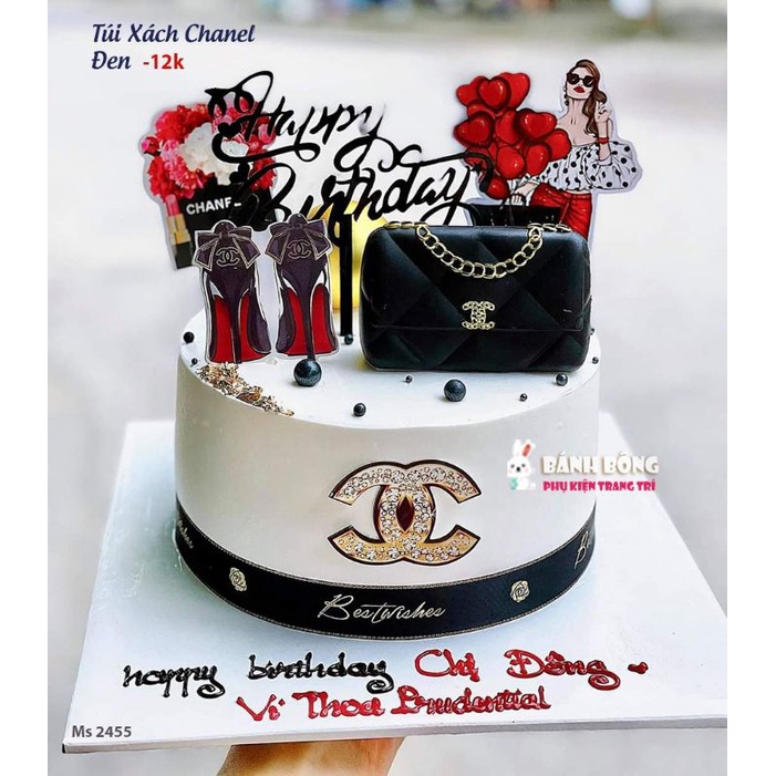 Mô Hình Túi Xách Chanel LV Nhựa trang trí Bánh Kem Phụ Kiện Sinh Nhật cho các Chị Em