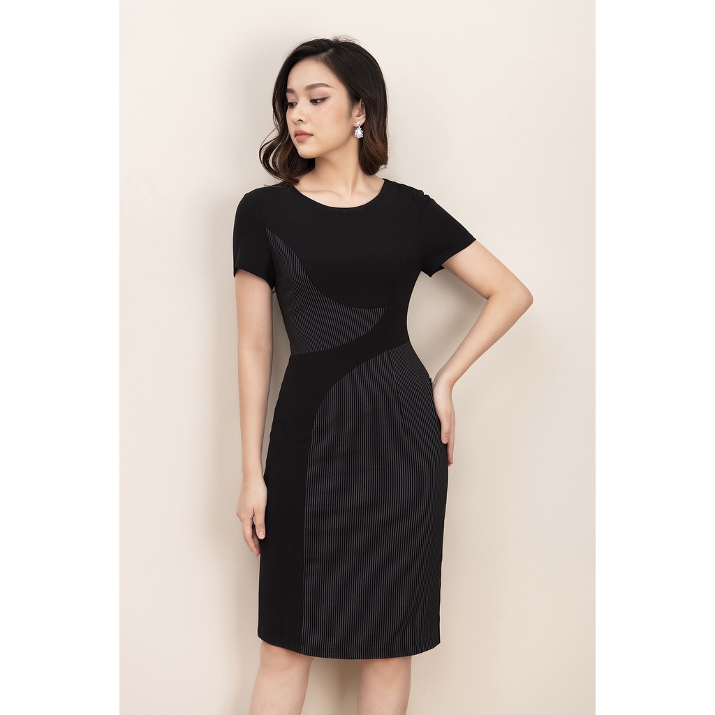 Đầm Thiết Kế Công Sở Cao Cấp Dáng Ôm A Phối Kẻ LUPERI LFV3216