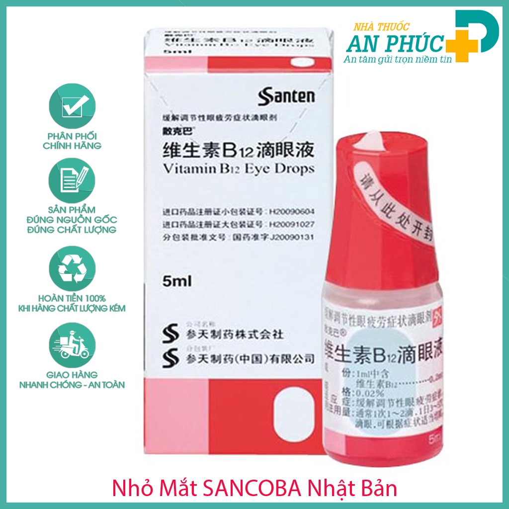 Thuốc Nhỏ Mắt Chính Hãng SANCOBA Nhật Bản 5ml Nhỏ Mắt Phục Hồi Thị Lực, Chống Cận Thị, Đau Mỏi Mắt