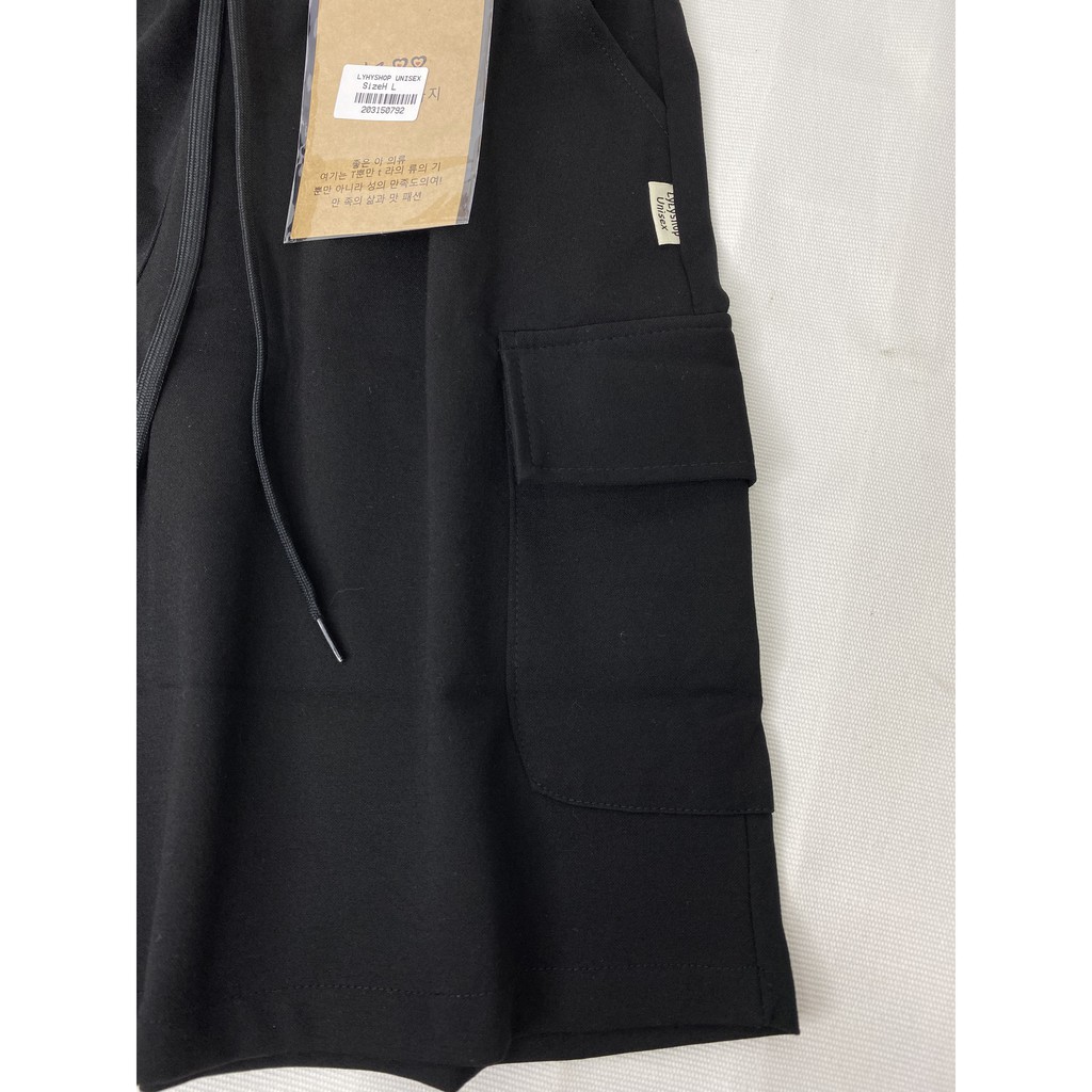 Quần short nam nữ Lylyshop chất umi cotton mịn lì kiểu quần đùi ống rộng unisex phối túi phong cách cá tính có size M,L | BigBuy360 - bigbuy360.vn