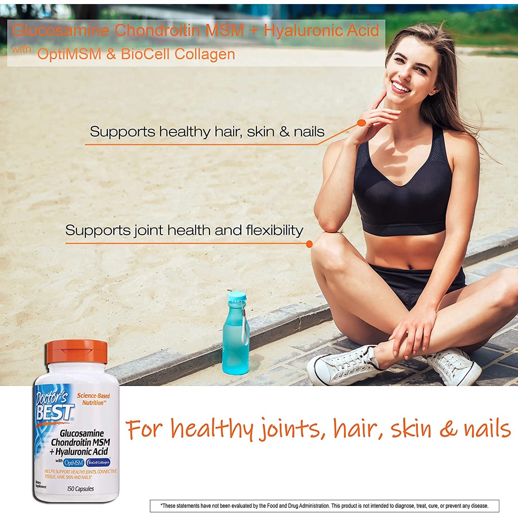 Viên Doctor's Best Glucosamine Chondroitin MSM + Hyaluronic Acid with OptiMSM 150 viên