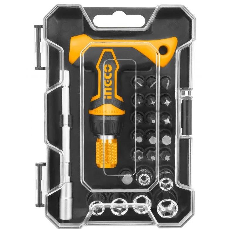 Bộ tua vít tay cầm chữ T 24 chi tiết đa năng INGCO HKSDB0188 đóng mở 2 chiều tự động có nam châm sửa điện thoại máy tính