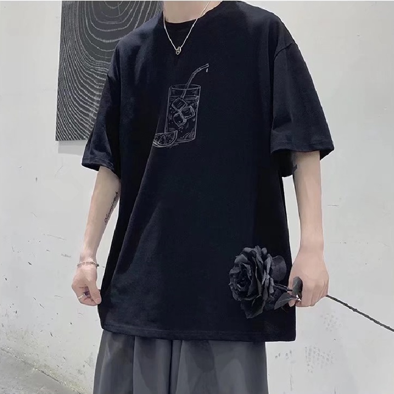 Áo Thun Tay Ngắn Dáng Rộng In Chữ Thời Trang Mùa Hè Cho Nam Và Nữ Size M-8XL