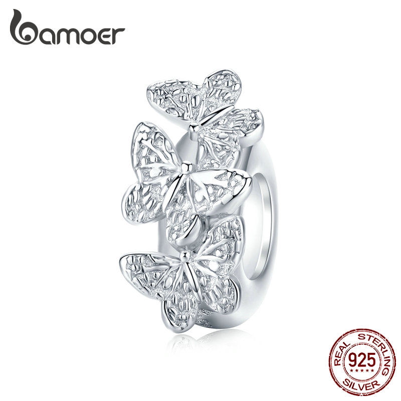 Hạt xỏ BAMOER bằng bạc 925 hình cánh bướm dùng làm vòng đeo tay thời trang