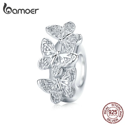 Hạt xỏ BAMOER bằng bạc 925 hình cánh bướm dùng làm vòng đeo tay thời trang