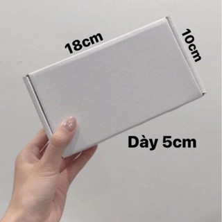 50 Hộp carton thùng giấy nắp gập 3 lớp 2 mặt trắng và nâu - Kích thước 18x10x5cm