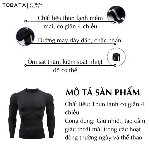 Áo giữ nhiệt nam dài tay đá bóng áo tập gym nam Tobata A01