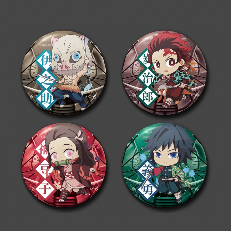 Huy hiệu cài áo in hình Kimetsu no Yaiba - Thanh Gươm Diệt Quỷ anime chibi dễ thương tiện lợi m08