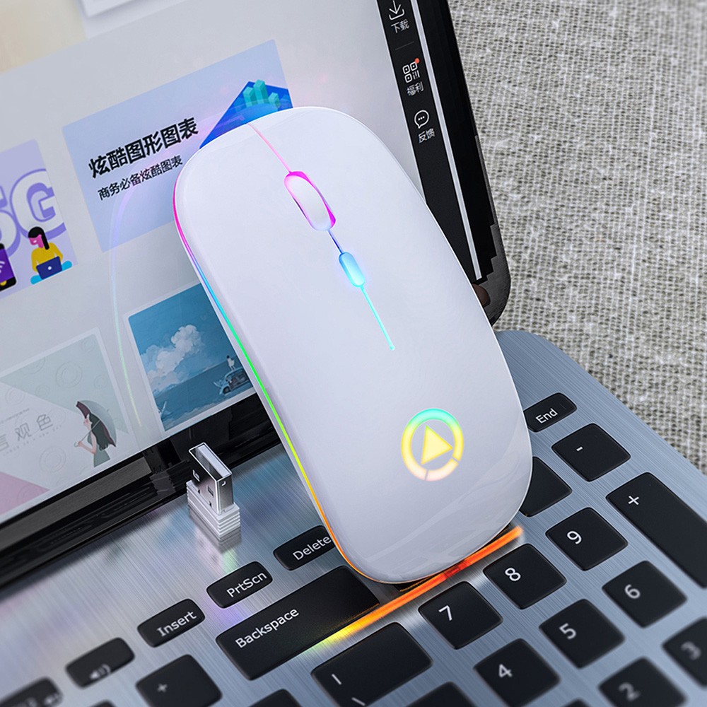 Exclusive® A2 Wireless Mouse Silent LED Backlit Mouse USB Optical Ergonomic Gaming Mouse PC Computer Mouse For Laptop PC