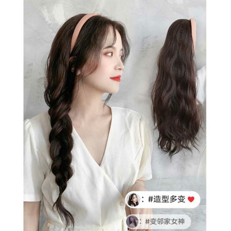 tóc giả đính cài hồng