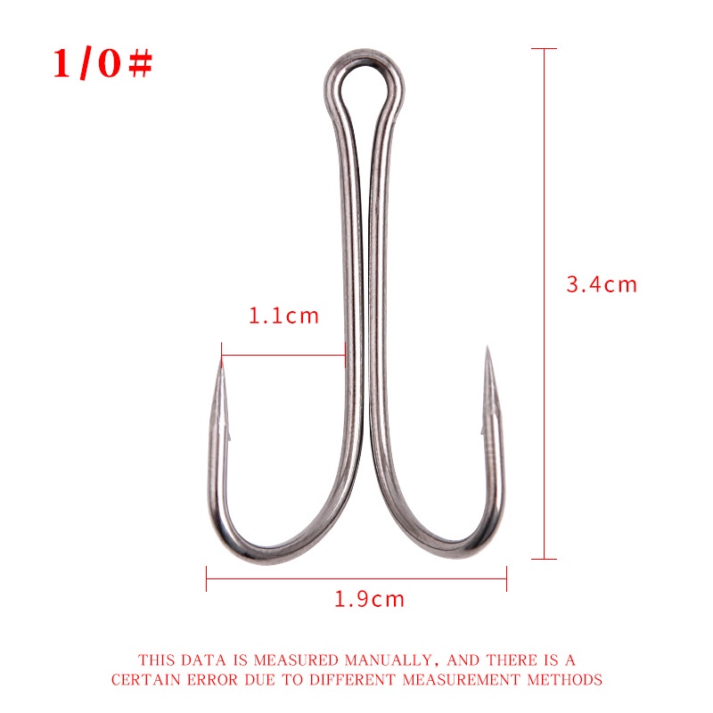 Bộ 50 Lưỡi Câu Cá Kép Bằng Thép Carbon Cao Cấp Cỡ 1 / 0# 2/0# 3/0# 4/0# Móc Câu Cá Chuyên Dụng Chất Lượng Cao