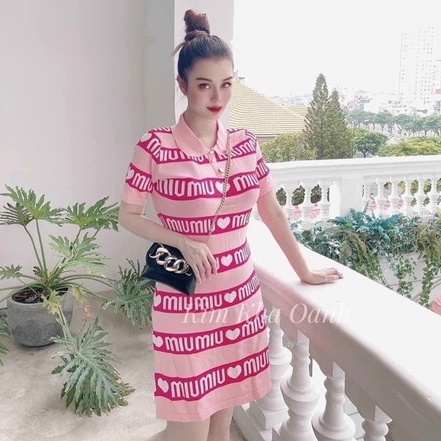 Váy len polo ngắn chữ MM form ôm body đẹp, Đầm kiểu in chữ dáng ôm VL9802 - NhiNhi Shop