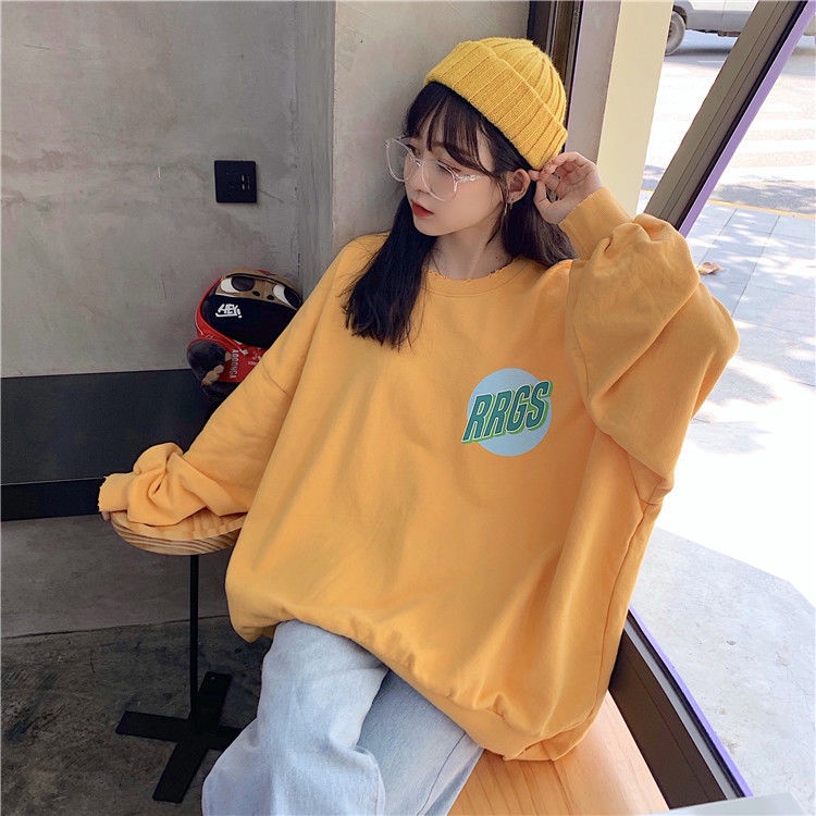 COZOK Áo sweater tay dài form rộng phong cách Hàn Quốc