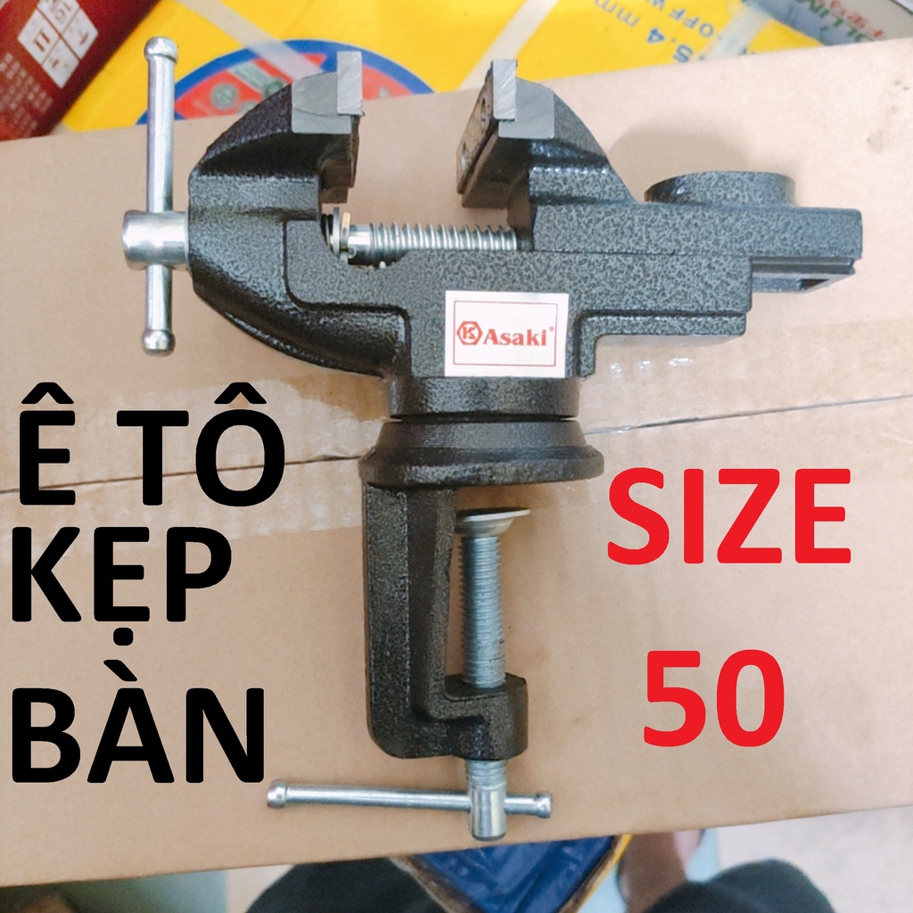Ê tô asak kẹp bàn mini mâm xoay 50/60mm asaki, dụng cụ gia công cơ khí