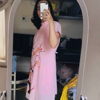Đầm suông bầu in hoa tết
