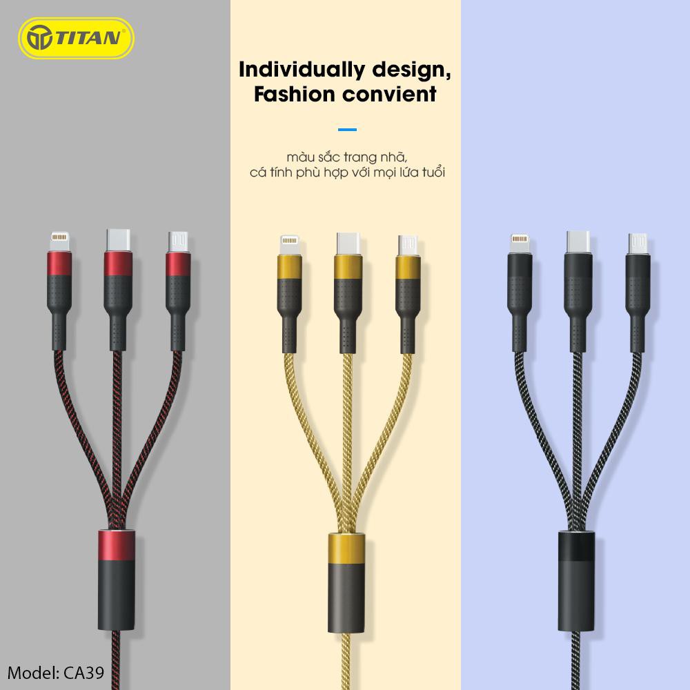 Cáp 3 Đầu Lightning + Micro + TypeC TITAN - CA39