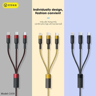 CÁP 3 ĐẦU LIGHTNING + MICRO + TYPE-C TITAN CA39