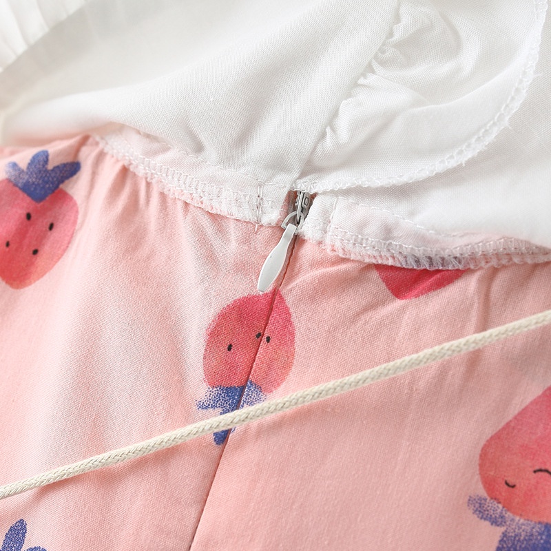 Váy bé gái họa tiết dâu tây dễ thương cho bé từ 6 tháng đến 3 tuổi tặng kèm túi đeo