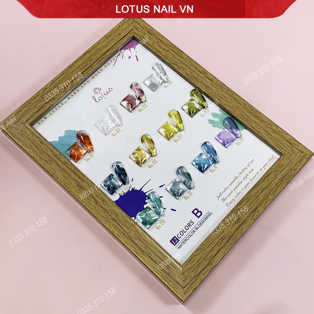 Set cồn loang nhũ Lotus 12 màu