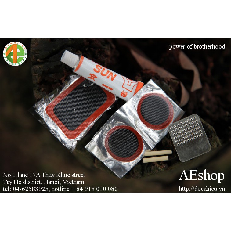 Bộ miếng vá xe đạp xe máy + keo vá Bicycle tire repair kit hàng xuất Czech
